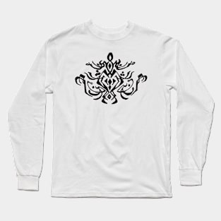 Winged Black Abstract Long Sleeve T-Shirt